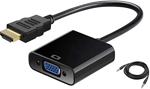 Sounce HDMI to VGA Gold Plated High-Speed 1080P Active HDTV HDMI to VGA Adapter Converter Male to Female with Audio and Micro USB Charging Cable, (Black)