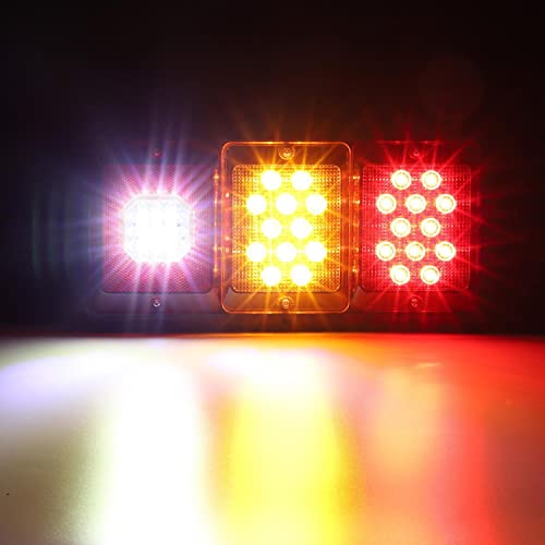 Partsam 2X Led Triple Tail Lights 45 Leds Rectangle Vertical Horizontal Mount Led Trailer Truck Camper Rv Stop Turn Tail Lights Backup Reverse Taillights W Gasket Black Base Amber/Red/Clear Lens 12V #TOP2
