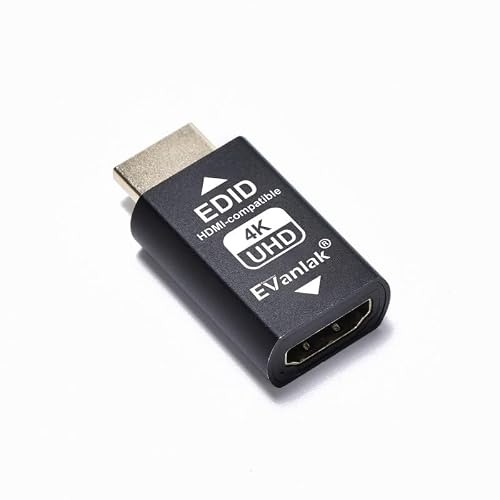 EVanlak 3rd Generrtion Hdmi Edid Emulator Passthrough Eliminated Emulator Adapter Work with Mac Thunderbolt to HDMI Switches/Extender/AV Receiver/Video Splitters 4k- 3840x2160@60Hz-2pack