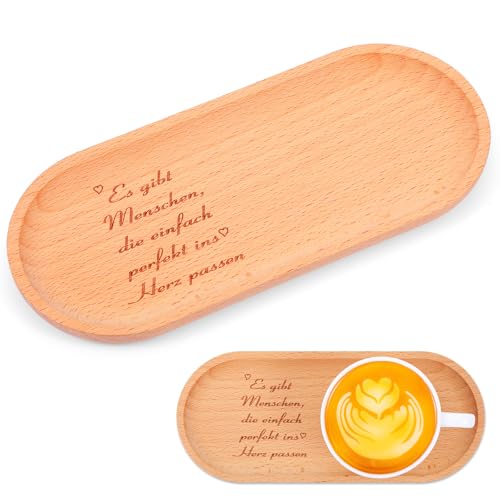 Geschenk Frauen, 23 x 10 x 1.5 cm Dekoratives Geschenk aus Holztablett, Es Gibt Menschen die Einfach Perfekt ins Herz Passen, Freundschaftsgeschenk für Geburtstage, Einweihungsfeiern und Abschiede