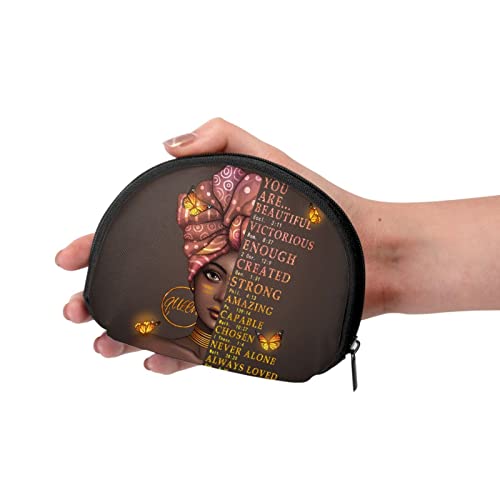 Women's Coin Pouch African American Women Coin Purse - Small Change Pouch Zipper Clutch Bag Black Art Wallet For Girl Women #TOP2