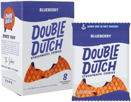 Double Dutch Stroopwafel Cookies – 2 Pack – 16 Waffles – Caramel, Blueberry, Vanilla, Chocolate Salted Caramel (16 Count, Blueberry)