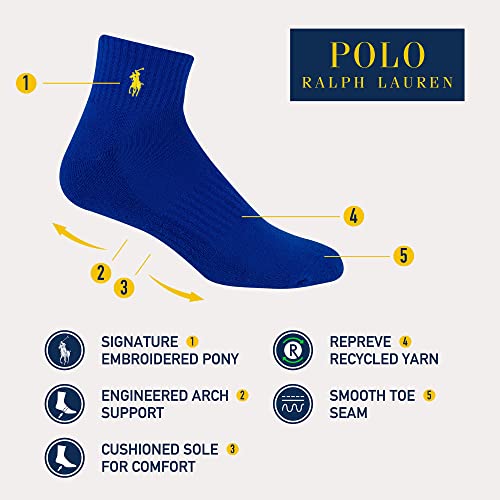 Polo Ralph Lauren Men's Classic Sport Solid Multi-Color Socks - 6 Pair Pack - Athletic Arch Support And Comfort Cushioning Solid Bright Ankle, Multi-Colored, 6-12.5 Us #TOP1