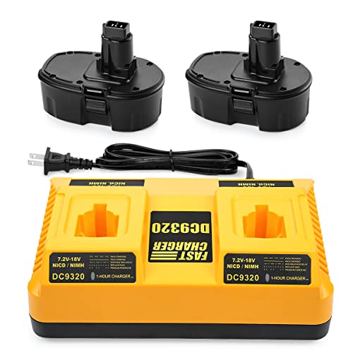 ANTRobut 2Pack 3.5Ah 18V Battery Replacement for Dewalt 18V Battery XRP DC9096 DC9098 DC9099 DW9096 DW9098 DC9182 + 7.2V-18V Dual Port Battery Charger DC9320