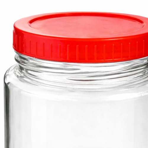 Image of 1000ml Glass Storage Jar with Airtight Red Lid, 1KG Kitchen Container for Rice, Pulses, Dry Fruits, Transparent Thick Glass Pantry Organizer