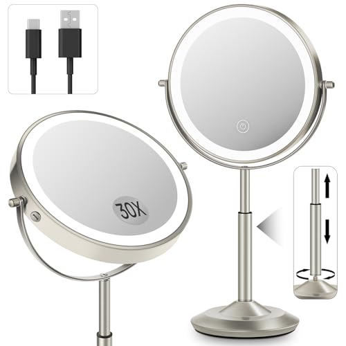 Lighted Makeup Mirror with Adjustable Brightness