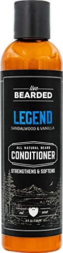 Live Bearded: Beard Conditioner - Legend - Facial Hair Conditioner - 8 oz. - Strengthens and Softens - All-Natural Ingredients with Biotin, Coconut Oil, Argan Oil, and Caffeine - Made in the USA