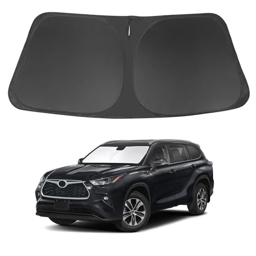 Image of Windshield Sun Shade Front Sunshade Foldable Sun Visor Protector Custom Fit 2020-2024 2025 2026 Toyota Highlander Accessories Keep Your Car Cooler