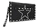 Daniela Fargion Black Silver Leather Star Studded Wristlet/Pouch Clutch for womens