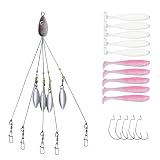 Dnyta 5 Arms Umbrella Rig Kit Including Fishing Bait Rigs Crank Hook and Soft Bait, Umbrella Fishing Rig Lure Multi Lure Rigs for Trout Perch Walleye Freshwater/Saltwater Boat Trolling, Stylish