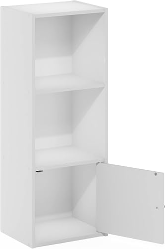 Miniatura 6 de Furinno Luder Estantería con armario de almacenamiento de 1 puerta, color blanco