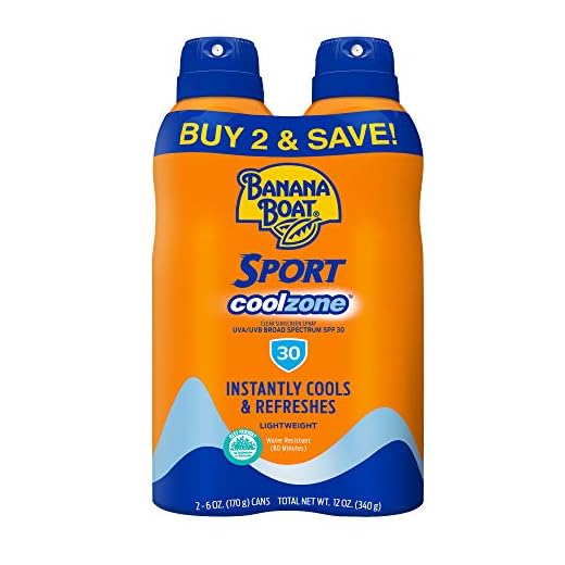 Banana Boat Sport Performance Cool Zone, Reef Friendly, Broad Spectrum Sunscreen Spray, SPF 30, 6oz. - Twin Pack