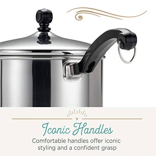 Farberware Classic Stainless Steel 6-Quart Stockpot With Lid, Stainless Steel Pot With Lid, Silver & Classic Stainless Steel 2-Quart Covered Saucepan - - Silver #TOP5
