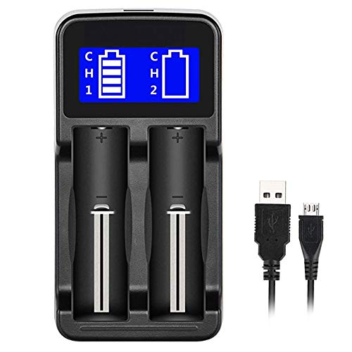 Cargador de batería Universal LCD, USB Cargador de Batería de Doble Ranur Universal Inteligente portátil de Viaje, 18650 18490 18350 17670 17500 16340 (RCR123) 14500 Ni-MH/Ni-CD A AA AAA AAAA