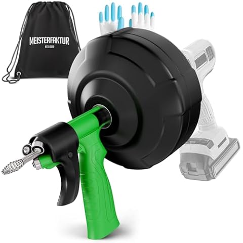 MEISTERFAKTUR drain snake [25FT] - Auto Feed - Ideal plumbing snake for sink and drain unblocking - Solid drain auger for real DYIs! Cover
