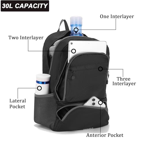 Mochila ligera plegable para senderismo 30L miniatura 6