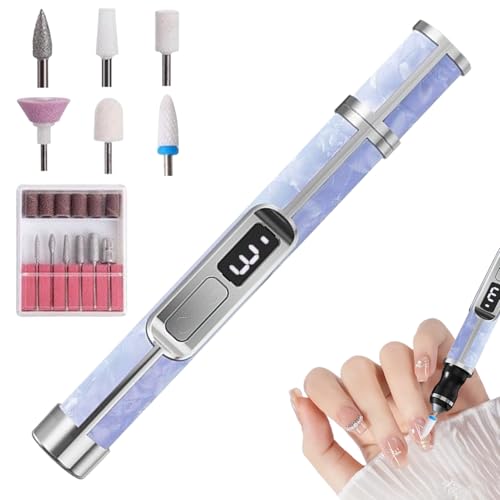 Lijadora de uñas, 3 velocidades, cable con de uñas, máquina pulidora | portátil recargable para mujeres, niñas, hombres, cuidado de los pies, principiantes, salón, viaje, al aire libre