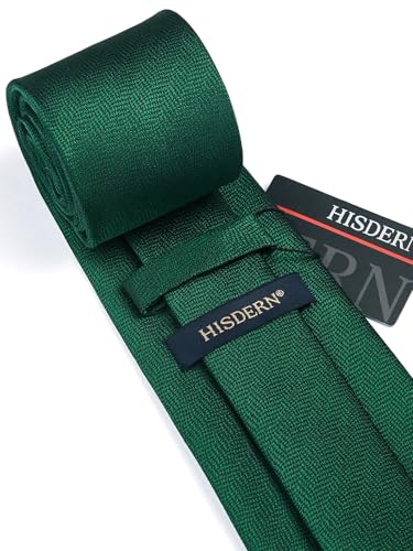 Image of HISDERN Mens Tie Set Classic Woven Ties and Pocket Square Cufflinks Set Formal Business Wedding Neckties Handkerchief