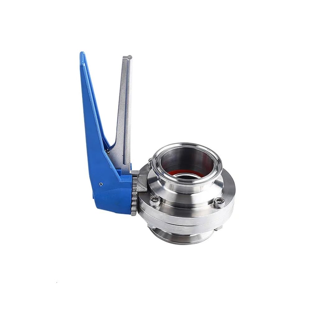 Valvola A Farfalla A Morsetto Triplo 1 Pezzo, Diametro Tubo 19-102mm, Ghiera 50,5-119mm, Con Maniglia A Becco D'anatra Valvola Manuale Sanitaria In Acciaio Inossidabile 304(Plastic Handle,57mm Ferrule