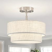 ASHUAQI Deckenlampe Stoff, 3 Flammig Deckenlampe Silber, E27 Deckenleuchte Beige, Ø32cm Kronleuchter Modern Lampe für Wohnzimmer, Schlafzimmer, Kindetzimmer, Küche, Flur, Eingang
