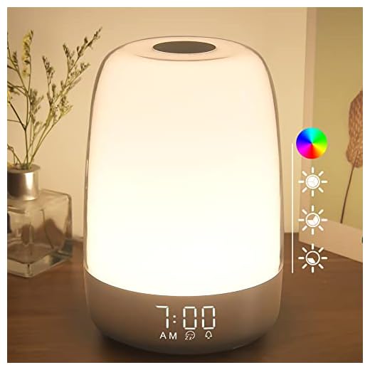winshine Touch Wake Up Night Light with Sunrise Simulation Alarm Clock, 3 Ways Dimmable Warm White Bedside Lamp for Kid Bedrooms RGB Ambient Table Nightstand Light,Sleep Aid Snooze Timer Mode