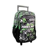 mybagstory - Minecraft – Cartable garçon 48x30x19,5 cm – Sac scolaire avec 3 compartiments zippés et poches filet – Dos matelassé – Primaire