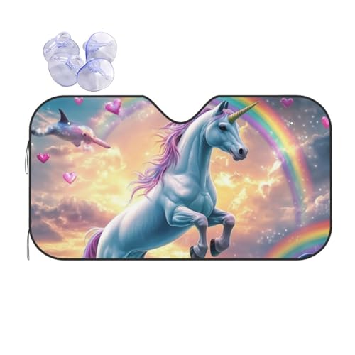 Parasol para parabrisas delantero plegable con diseño de delfín y caballo marino para coche 70x130cm