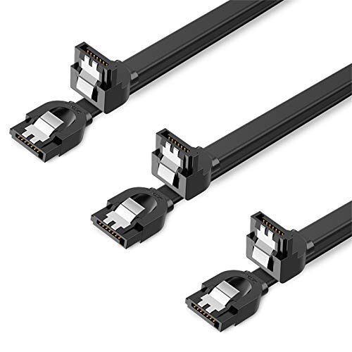 UGREEN SATA III Cable 90 Degree 3 Pack 6Gbps Straight to Right HDD SSD Data Cable 7 Pin with Locking Latch 18 Inch for SATA HDD SSD CD Driver CD Writer