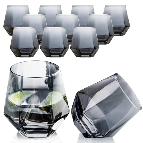Ufrount Wine Glasses 10Oz,Geometric Stemless Wine Glasses,Diamond-Shaped Whiskey Glass Cup Black Bourbon Glasses,Glasses Stemless Set Of 12 For Juice,Cocktail,Kitchen,Party #TOP30