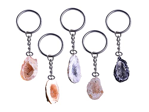 Amoystone Healing Crystal Keychains For Women Gem Key Rings Stone Keychain Agate Rock 5 Pcs Great Gift #TOP2