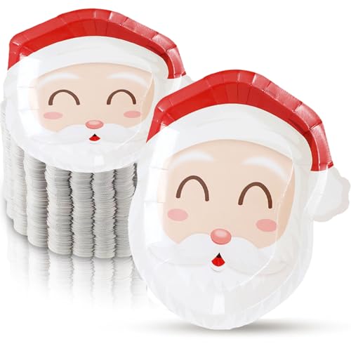 Bdecoll Platos de Navidad, 40 unidades de platos de papel de Santa para alegres decoraciones navideñas Navidad invierno vacaciones fiesta suministros