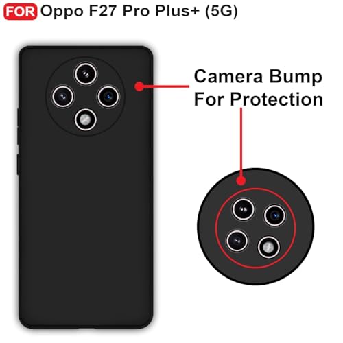 Image of for [ Oppo F27 Pro Plus 5G ] Liquid Silicone Back Case Cover Flexible |Inner Lining| with Camera Protection Back Cover for [ Oppo F27 Pro Plus 5G ] - Black