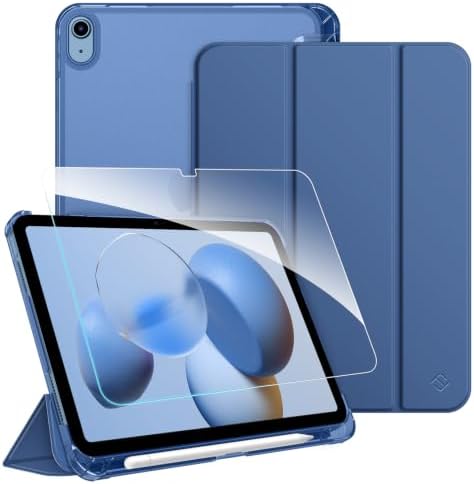 Fintie Hülle & schutzfolie-Set für iPad A16 11./10. Generation 2025/2022 | für iPad 11/10,9 Zoll, Integrierter Stifthalter, matt durchsichtige Rückseite, Klappständer, Auto-Wake/Sl