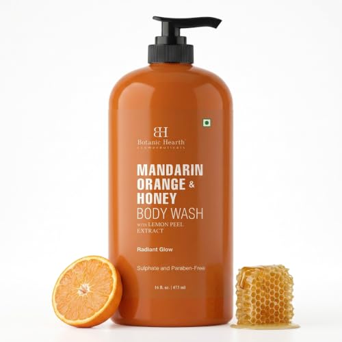 Botanic Hearth Mandarin Orange & Honey Body Wash Refreshing Shower Gel with Lemon Peel Extract Brightening & Hydrating Formula Sulfate & Paraben Free 16 fl oz