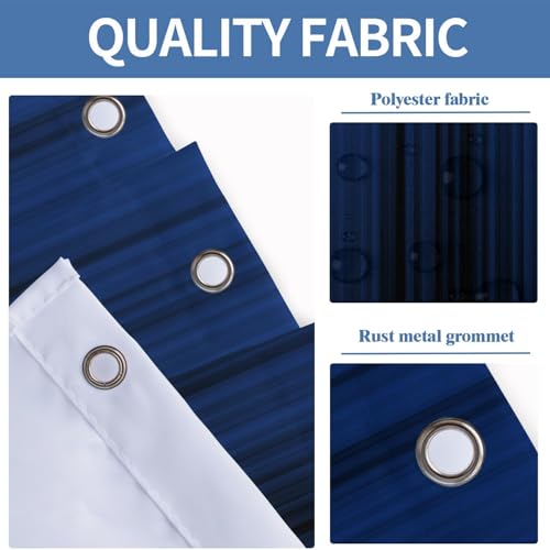 Image of AAtter Blue Shower Curtain Black and Navy Modern Abstract Mens Boys Gothic Goth Cool Anime Dark Ombre Masculine Teen Two Tone Boho Home Bathroom Decor Bathtub Set with 12 Hooks, 60x72 Inch, Gradient