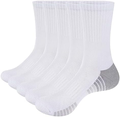 YUEDGE Men's Crew Socks - Moisture Wicking Cushioned Work & Athletic Socks, Fitted Crew Length For All-Day Comfort