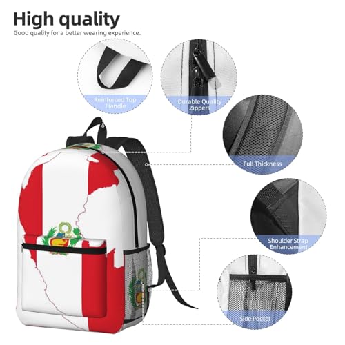Sac à dos d'école Pérou EdWal noir léger taille unique avec poche - 5