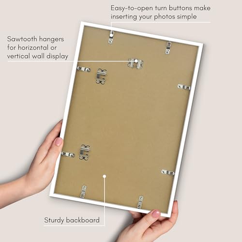 Americanflat 13x19 Picture Frame with Polished Plexiglass - Streamline Collection - Thin Border Picture Frame for Wall Display - Hanging Hardware Included - White