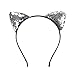 Produktbild Katzenohren Haarreif Spitze Katzenohren Damen Haarreifen Mit Ohren Schwarz Strass Silber Katze Ohren Stirnbänder Katzenohren Form Haarschmuck Haarbänder Cosplay Kostüm Party Frauen