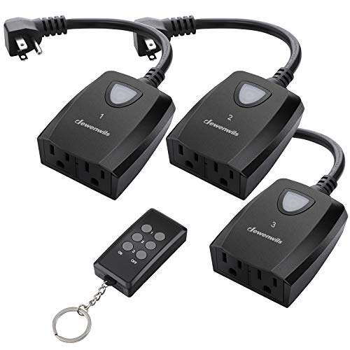 DEWENWILS Outdoor Indoor Remote Control Outlet Power Strip Weatherproof, Wireless Electrical Plug in
