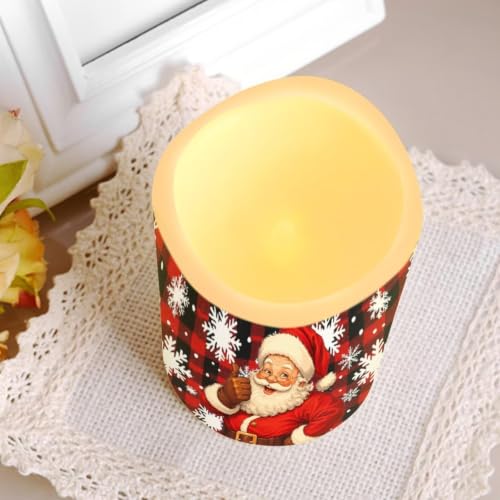 Image of Christmas Tree LED Flameless Candles | Xmas 4 Pack LED Flickering Battery Operated, Color Changing, Electric Pillar Candles for Living Room, Christmas Decoration