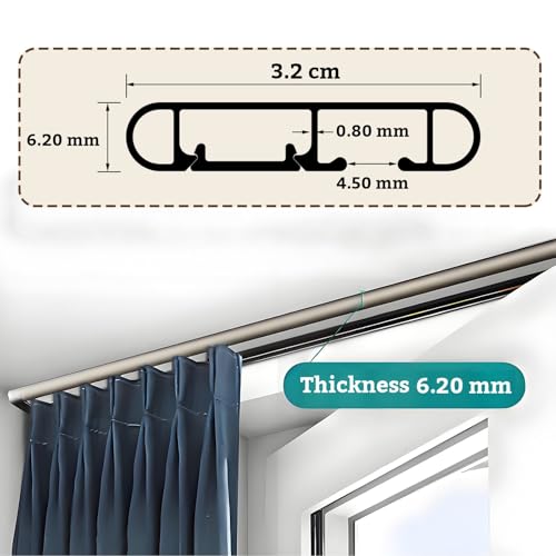 Tringle aluminium ultra fine pour montage au plafond et occultation de salon