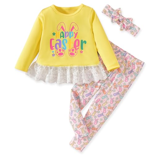 Image of HIHA Toddler Little Girls St.Patrick's Day Outfit Love Letter Print Dress Tops Pants Set