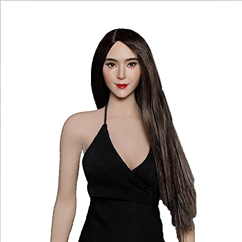 Sculpture de tête femelle 1/6 avec cheveux réalistes pour figurine articulée 30 cm