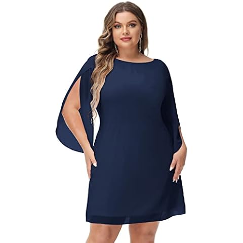 Vestido De Gasa Azul Talla Grande Cover