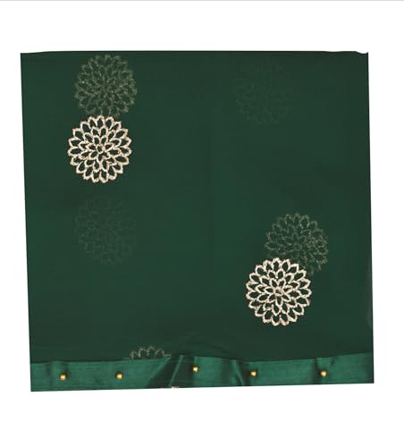 Image of YOUTHQUAKE Golden Floral Embroidery Work Chiffon Dupatta for Womens & Girls with Fancy Moti Lace
