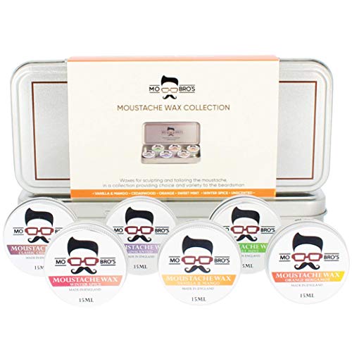 Moustache Wax Collection Gift Set | Strong Hold | 6 Waxes In A Tin | Perfect For Styling & Holding Handlebars