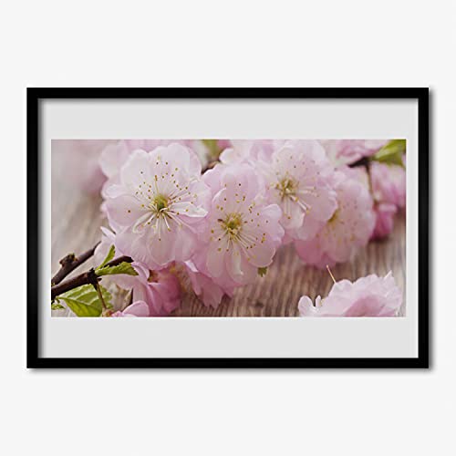 Affiche avec cadre salon chambre cuisine motif branches fleurs pétales 70x50