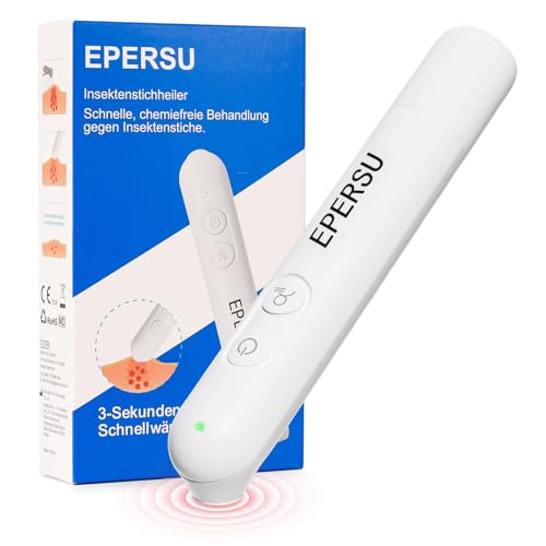 Mosquito Bite Heat Pen, EPERSU Insect Bite Healer Electronic Bite Healer Pen Against Mosquito Bites, Mosquito Bite Healer Stick Heat Treatment, Itching & Swelling Relief, White