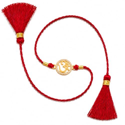 Image of AIRA 925 Sterling Silver Premium Designer Bracelet Rakhi for Brother | Handmade Raksha Bandhan Sacred Thread with Silver-Tone Geometric Charm & Adjustable Red Braided Cord | Traditional Festival Rakhi Gift